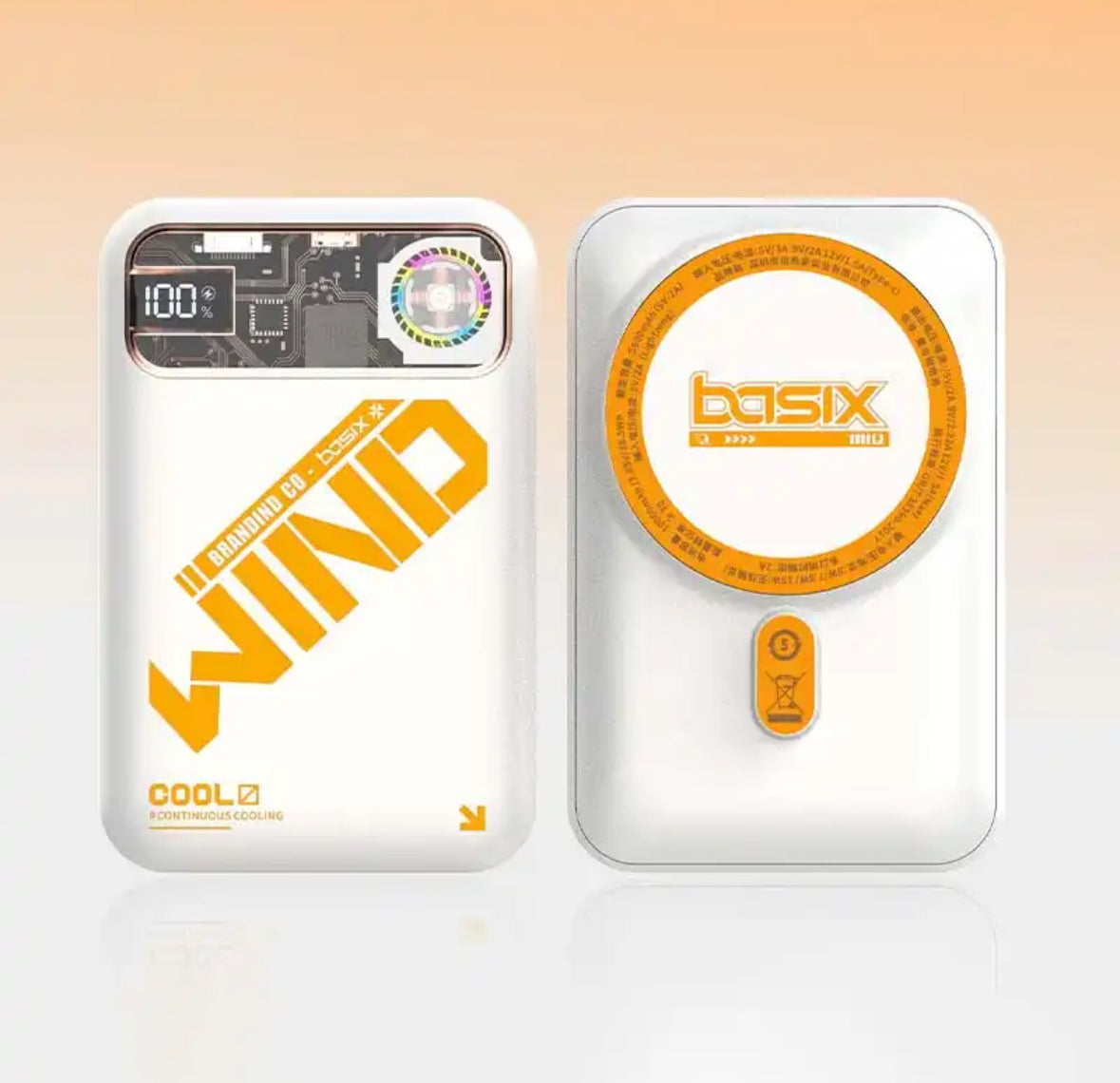 PD20W 10000mAh kaasaskantav 15W traadita magnetiline energiapank aktiivse jahutusega ja LED-ekraaniga