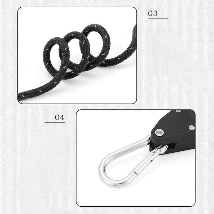 Reguleeritavad plokktõmbega konksud matkamiseks