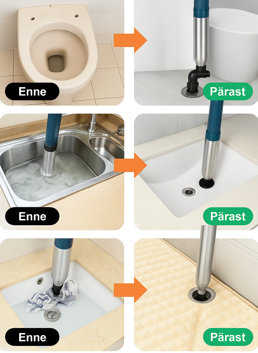 Täiustatud Turbo õhurõhu kolb 2.0™ | Eemaldab kõik äravooluummistused!