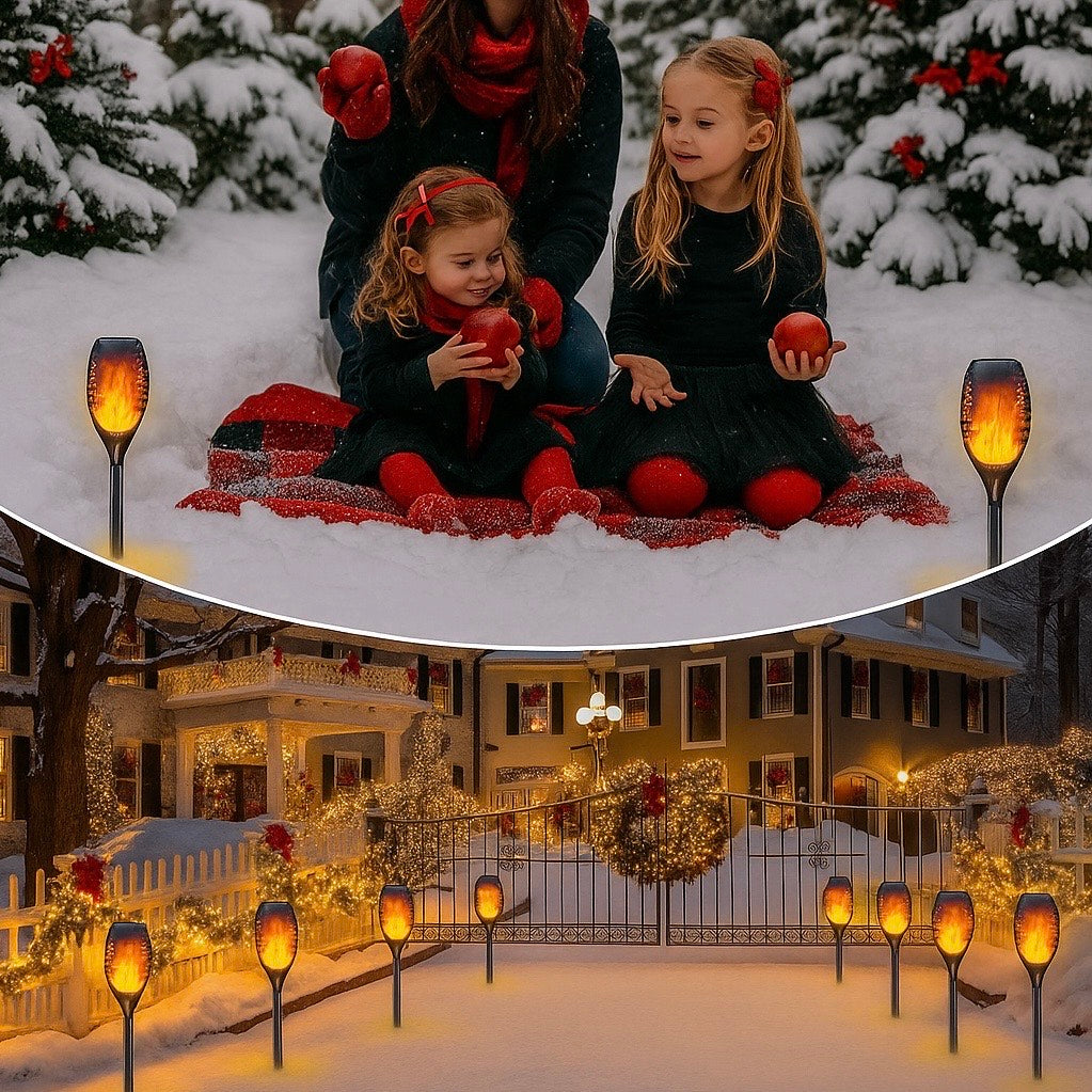 🔥2025 Päikesenergia lamp – Õuedekoratsioon leegiefektiga