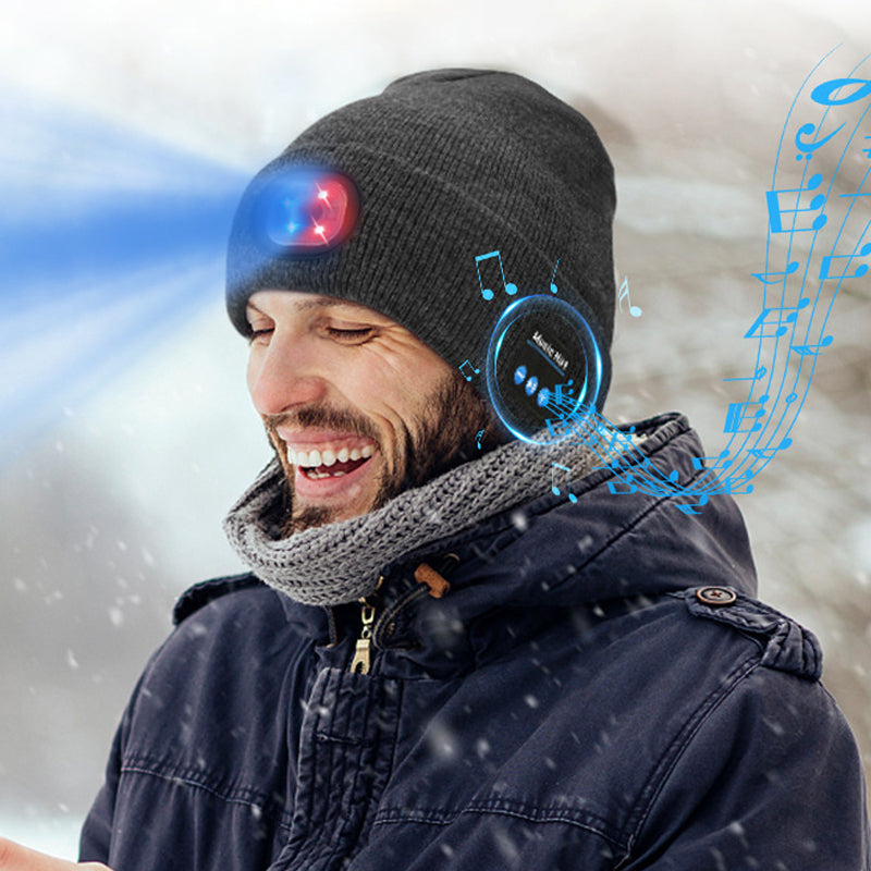 Soojendav muusika- ja valgusmüts Bluetoothiga