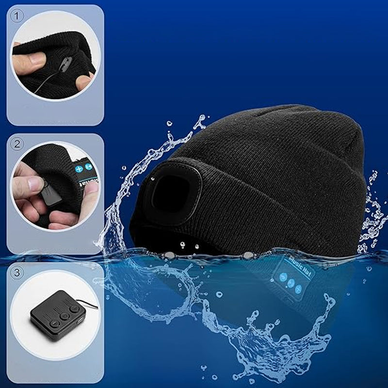 Soojendav muusika- ja valgusmüts Bluetoothiga