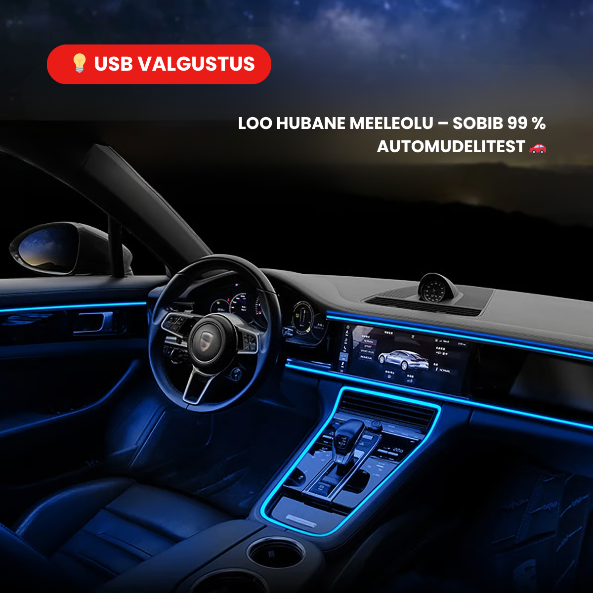 🚗 Auto dekoratiivne RGB LED riba💡