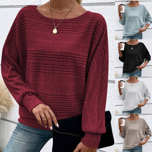 💜 Lihtne triibuline pluus ümara kaelusega ja pikkade varrukatega