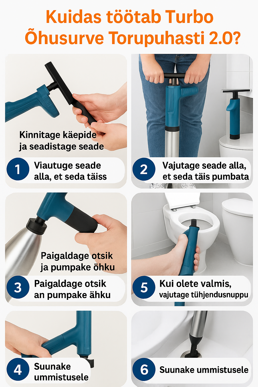 Täiustatud Turbo õhurõhu kolb 2.0™ | Eemaldab kõik äravooluummistused!