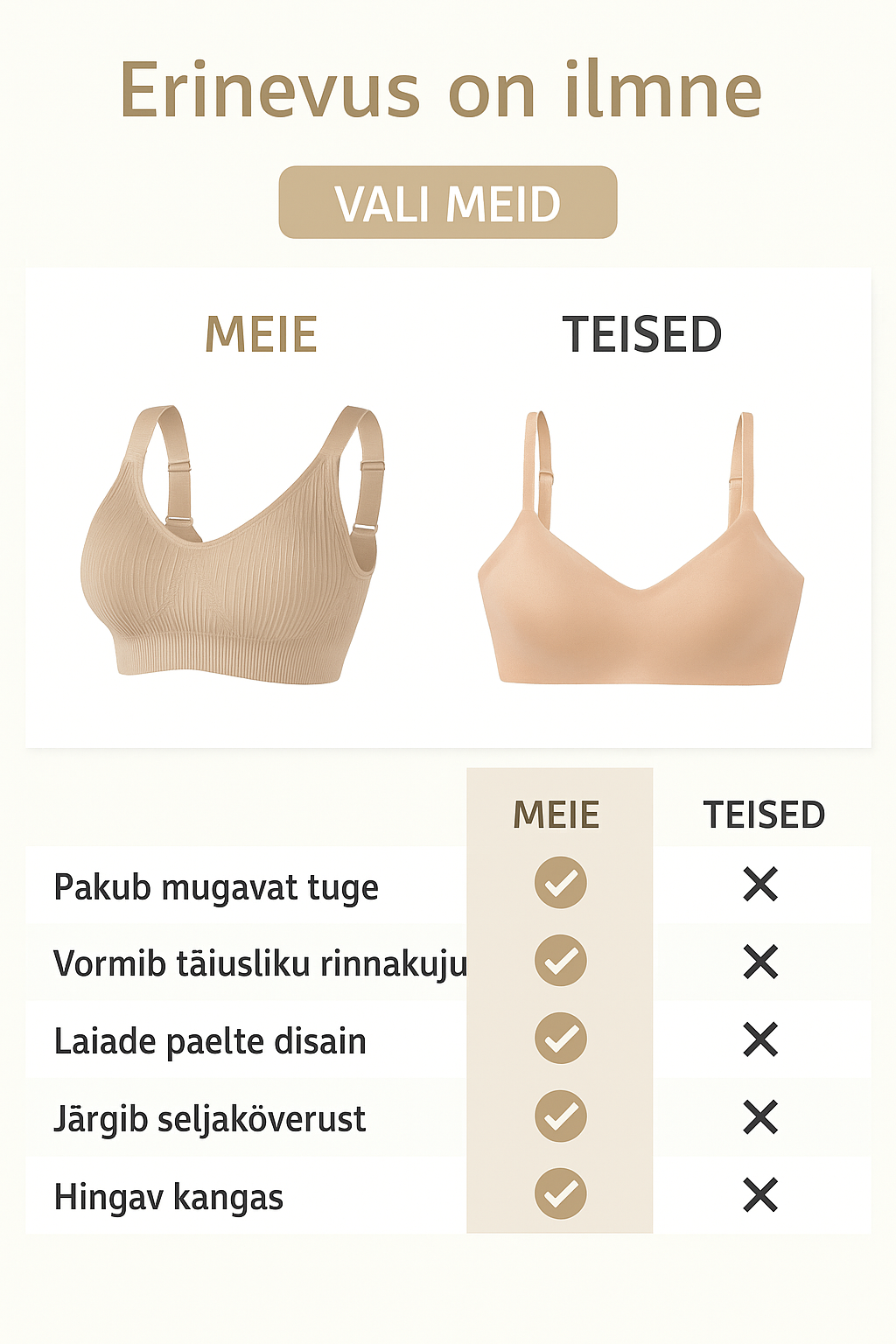 🎁 2025 MÜÜGILÕPP 🎁💕 Õrnalt triibuline õmblusteta rinnahoidja W-tugevdusega – mugavus ja stiil ühes!