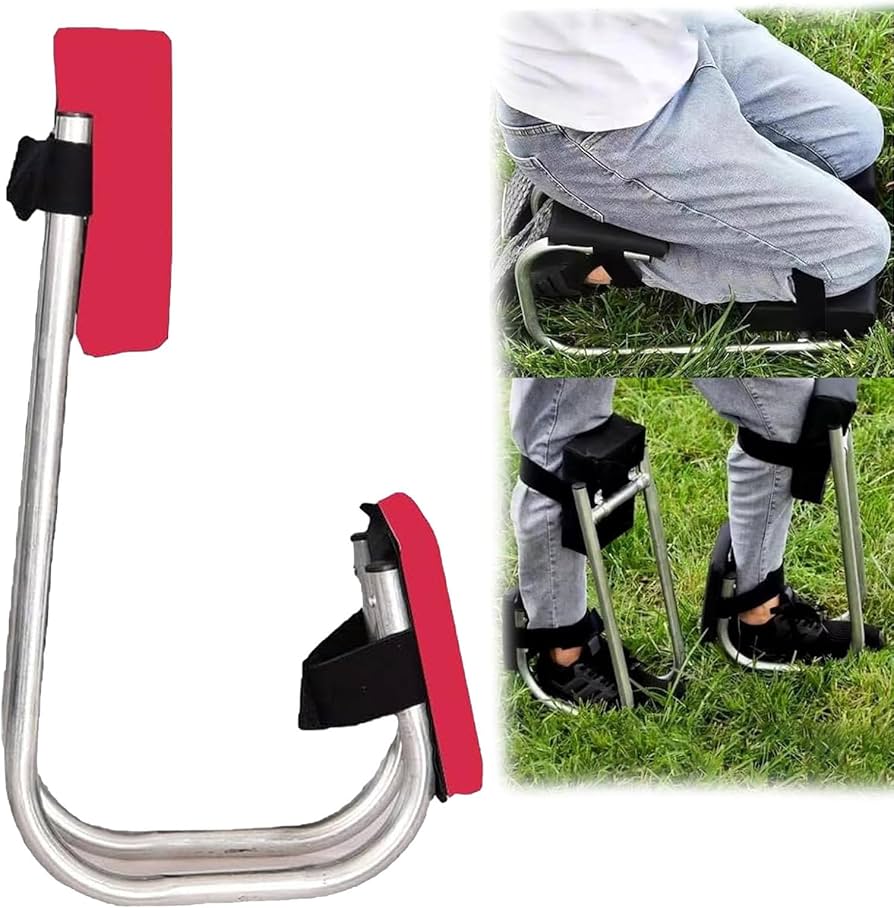 KneeComfort™ kaasaskantav aiatööpingi ja tool reguleeritava hoidikuga