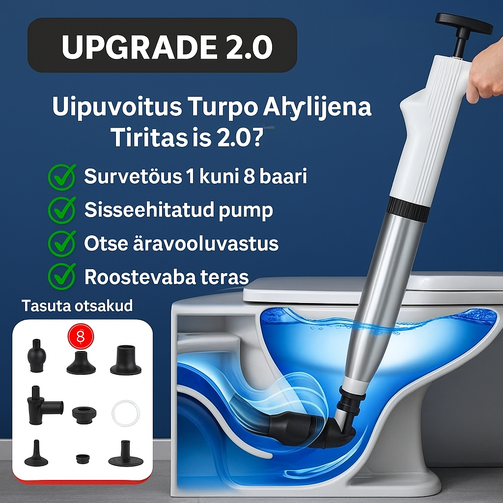 Täiustatud Turbo õhurõhu kolb 2.0™ | Eemaldab kõik äravooluummistused!