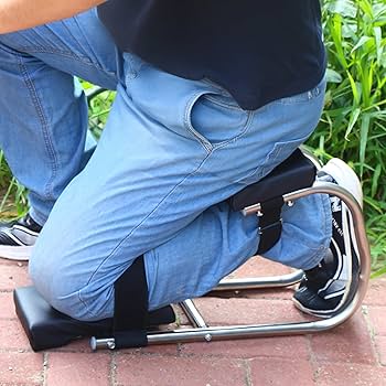 KneeComfort™ kaasaskantav aiatööpingi ja tool reguleeritava hoidikuga