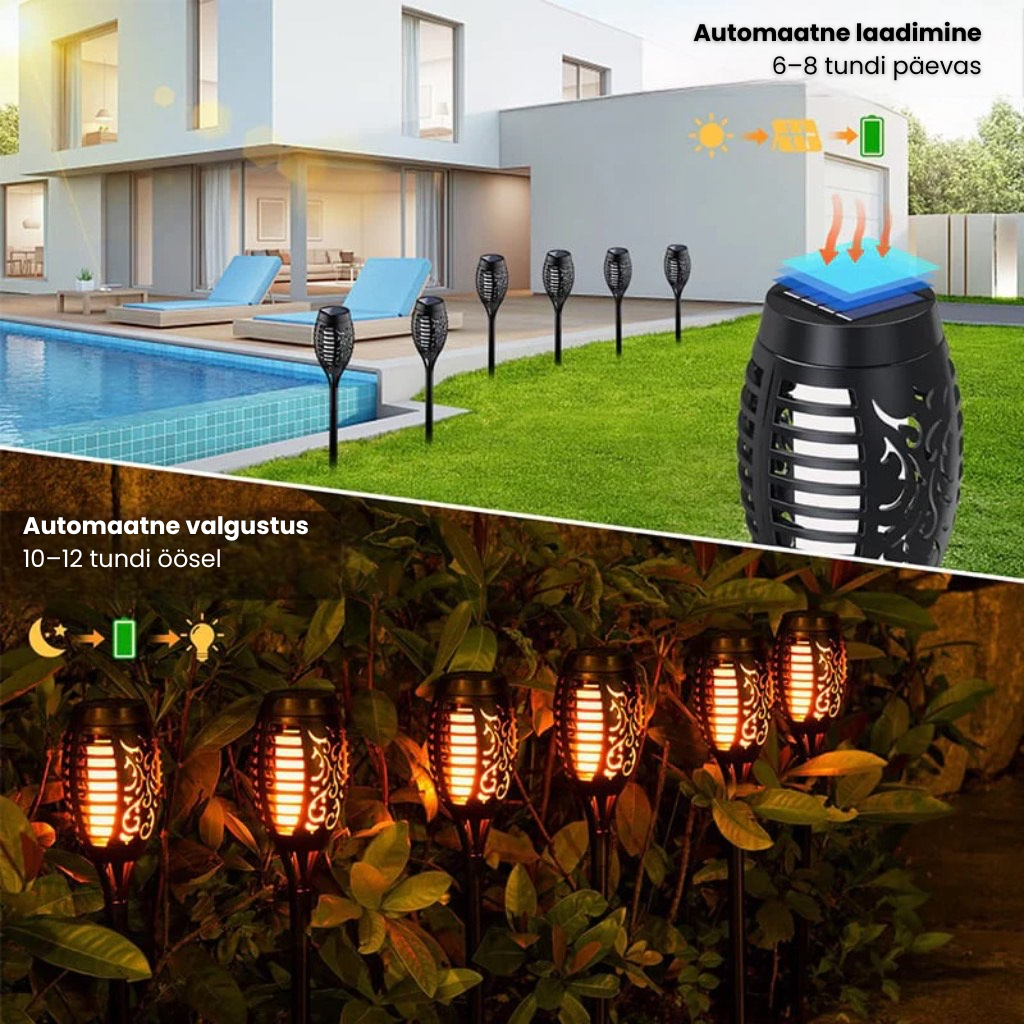 🔥2025 Päikesenergia lamp – Õuedekoratsioon leegiefektiga