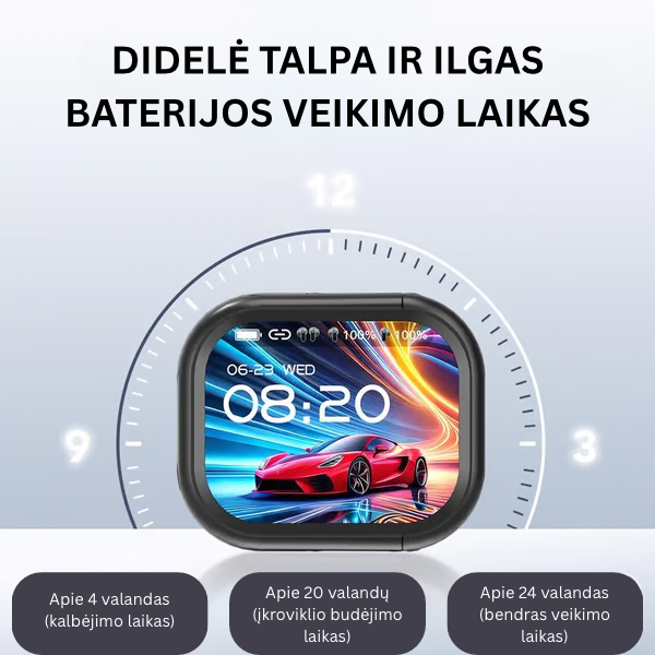Dirbtinio intelekto vertimo ausinės su išmaniuoju ekranu
