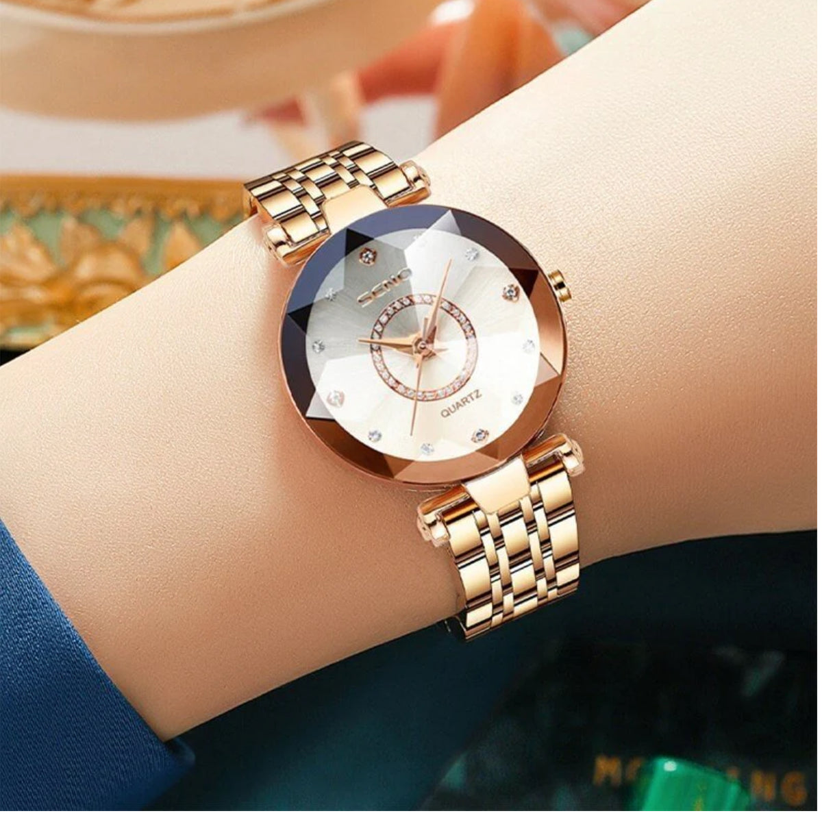 SENO™ Elegance – stiilne kuldne, nahkne ja veekindel käekell