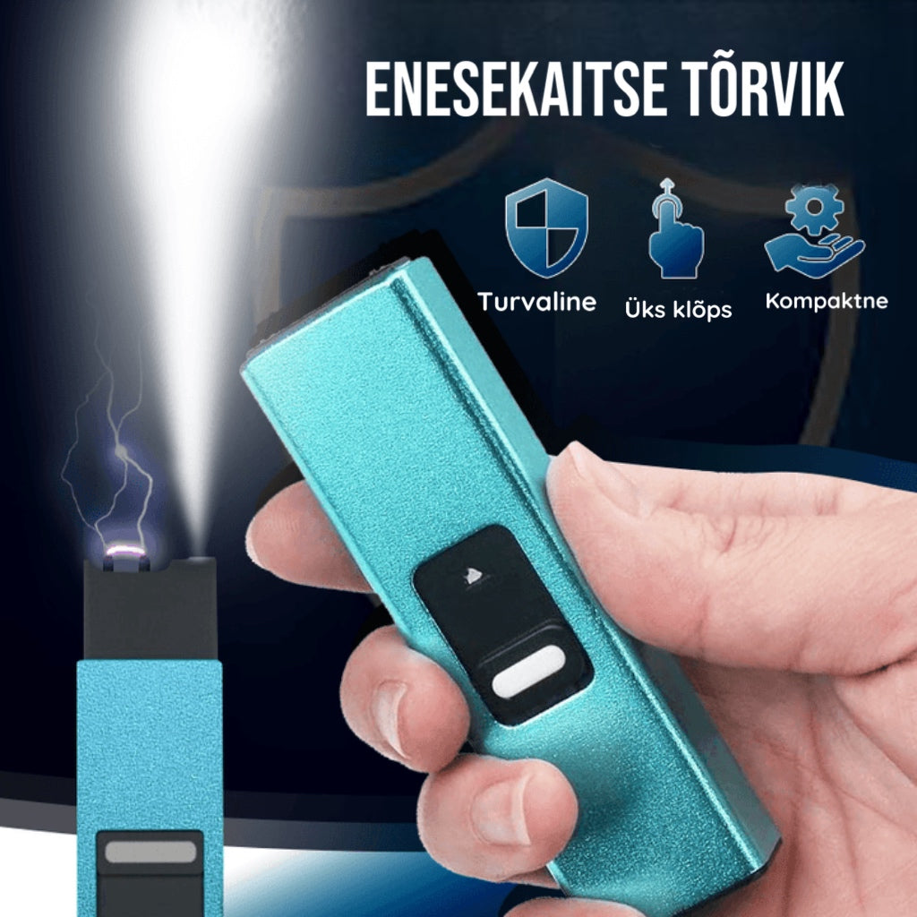 Võimas mini elektrišokk enesekaitseks koos taskulambi funktsiooniga