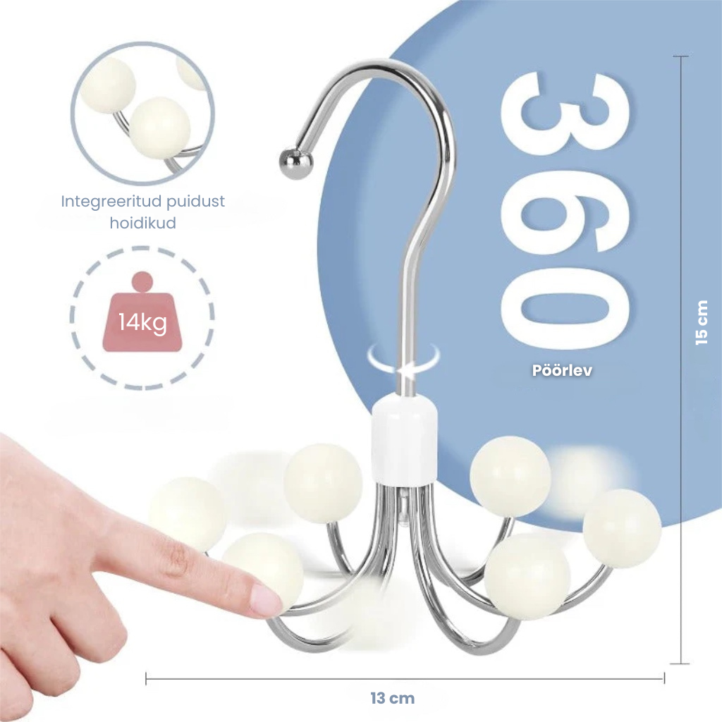 360° pöörlev džemprite ja käekottide hoidik