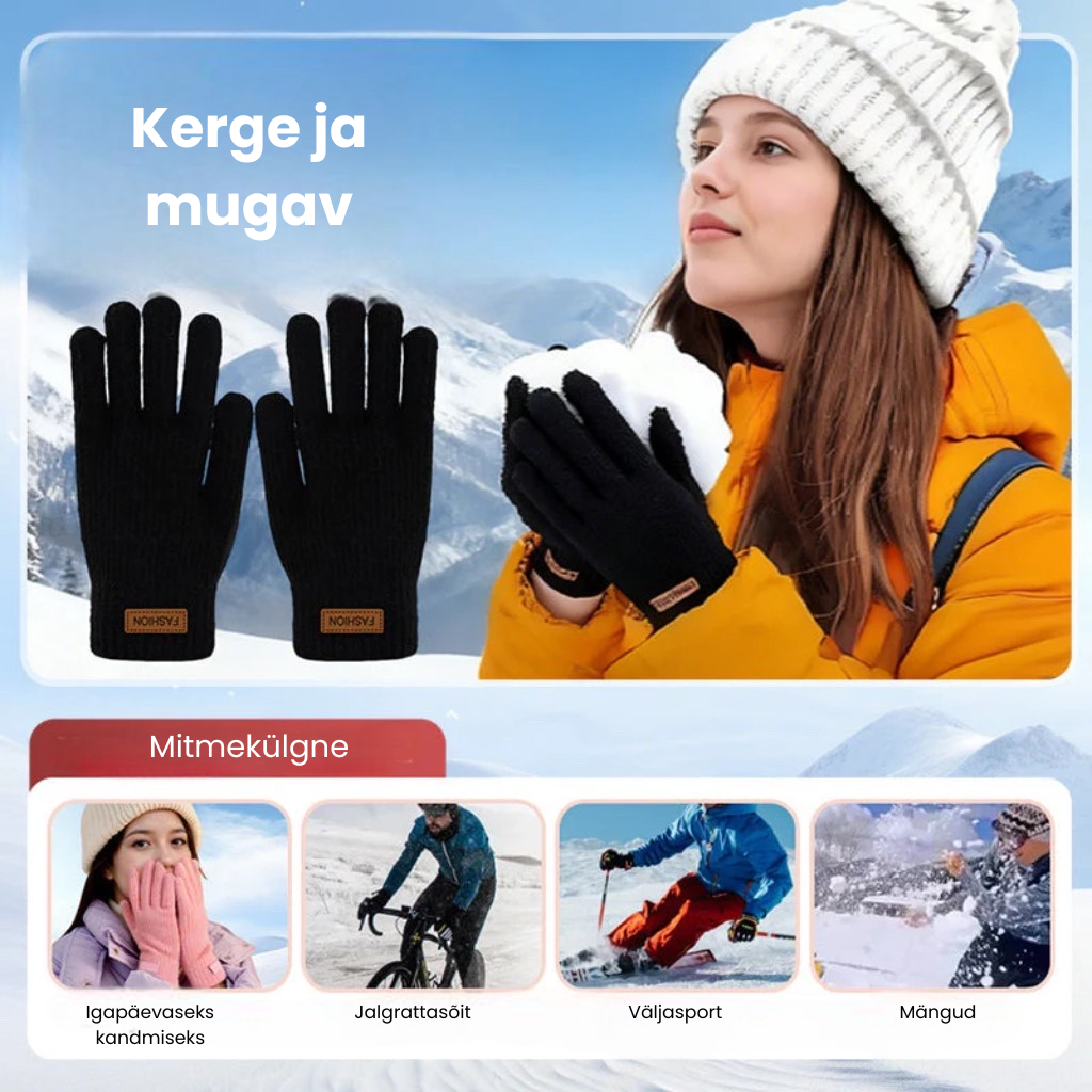 Soojad, termo-kootud puuteekraanile sobivad kindad