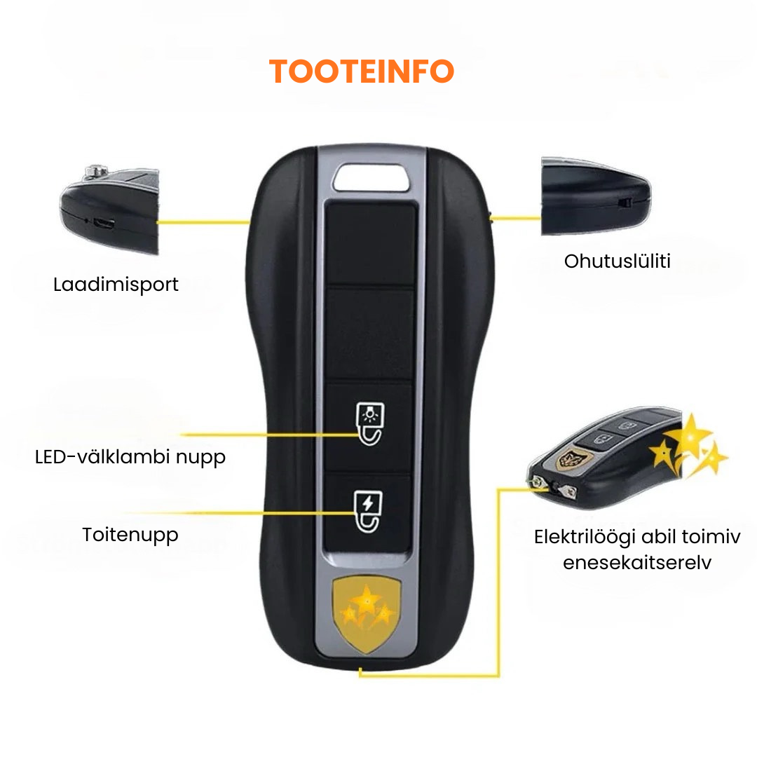 Autovõtme kujuline enesekaitse taskulamp