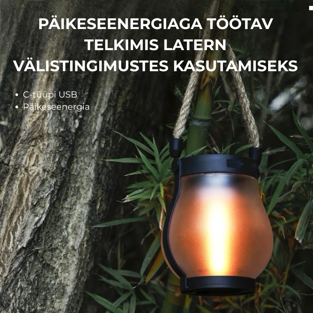 Päikeseenergiaga laetavad lambid kanepinööriga