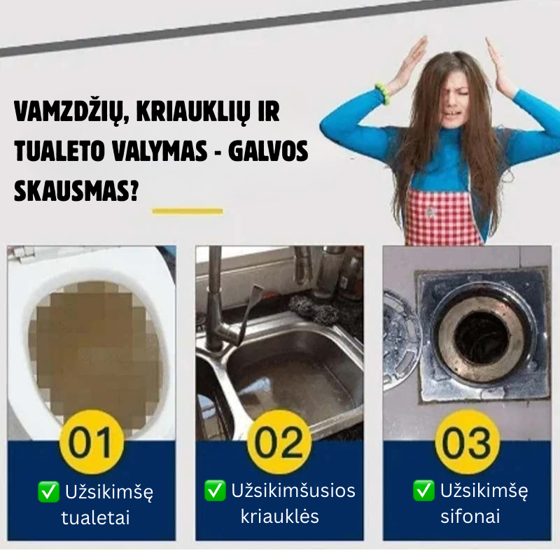 Galingas valiklis kriauklėms ir vamzdžiams