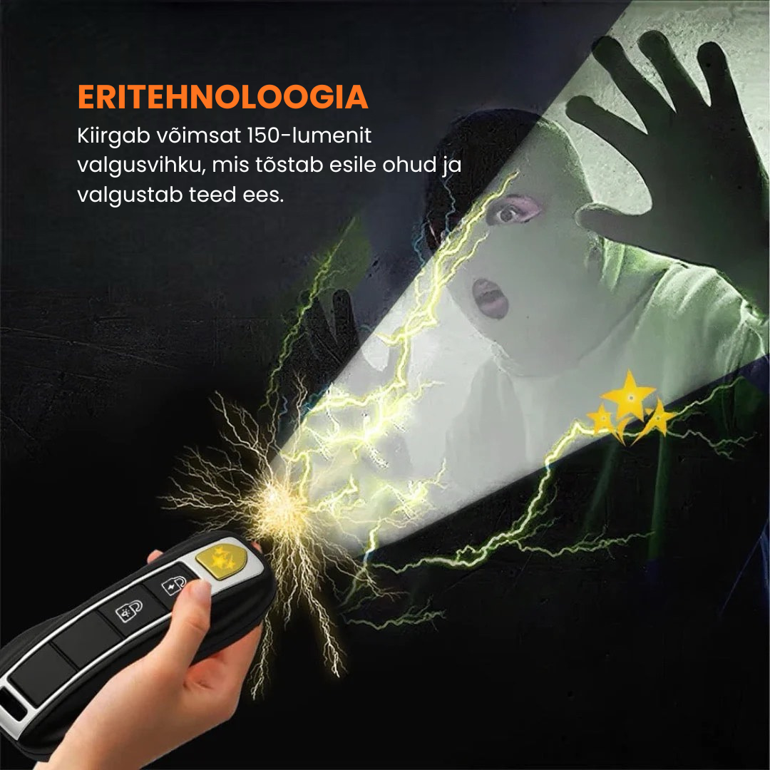 Autovõtme kujuline enesekaitse taskulamp