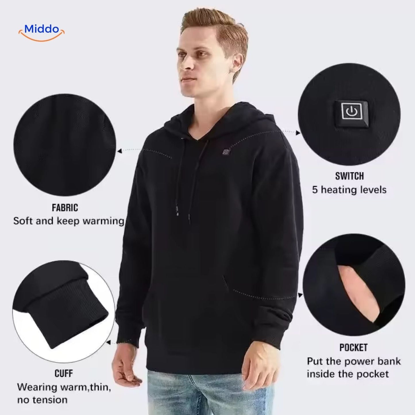 Hoodie | USB kuumus, soojust väljaspool ja paindlik vaba aja stiil!