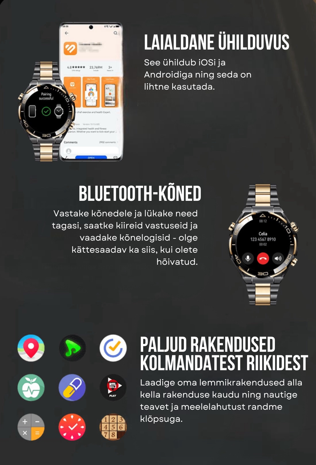 Nutikas sportlik kell "Bluetooth" funktsiooniga 🔥