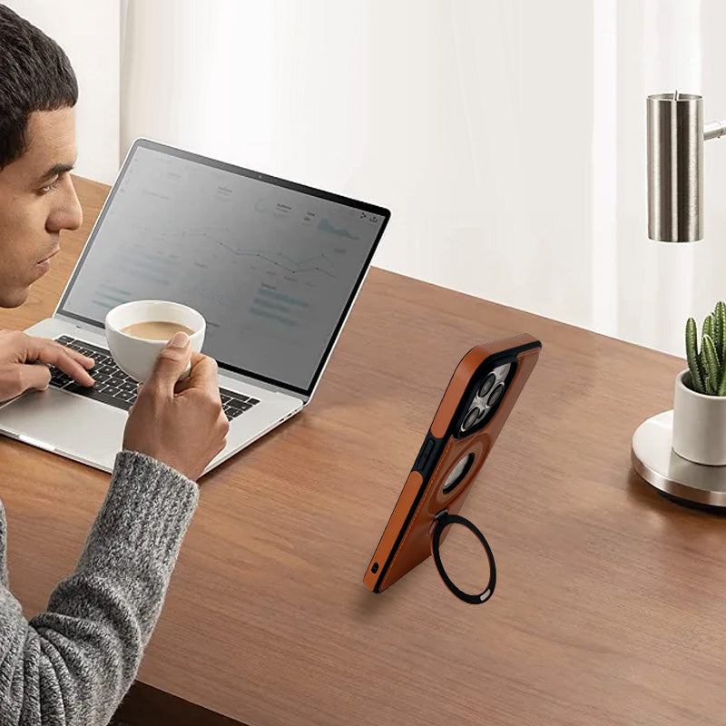 ✨✨✨Luksuslik „iPhone’i“ ümbris nähtamatu kunstnahast tugijalaga