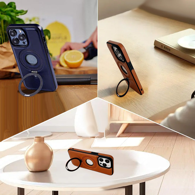 ✨✨✨Luksuslik „iPhone’i“ ümbris nähtamatu kunstnahast tugijalaga